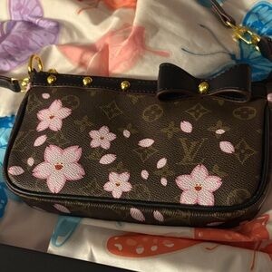 Louis Vuitton Brown and Pink Floral monogram cherry blossom